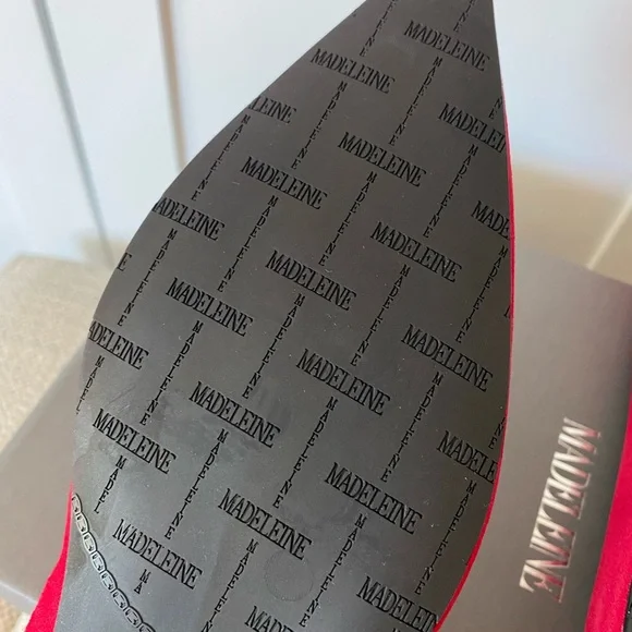 NWB Madeleine Red Suede Heels Size 9 1/2 - Picture 9 of 10